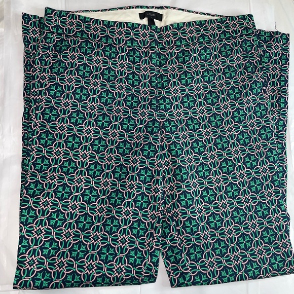 J. Crew Pants - J. Crew Green and Pink Patterned Pants